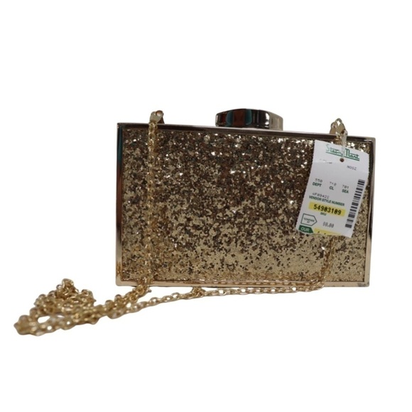 Sparkly glittered box clutch with chain. Brand New with tags - Picture 1 of 6